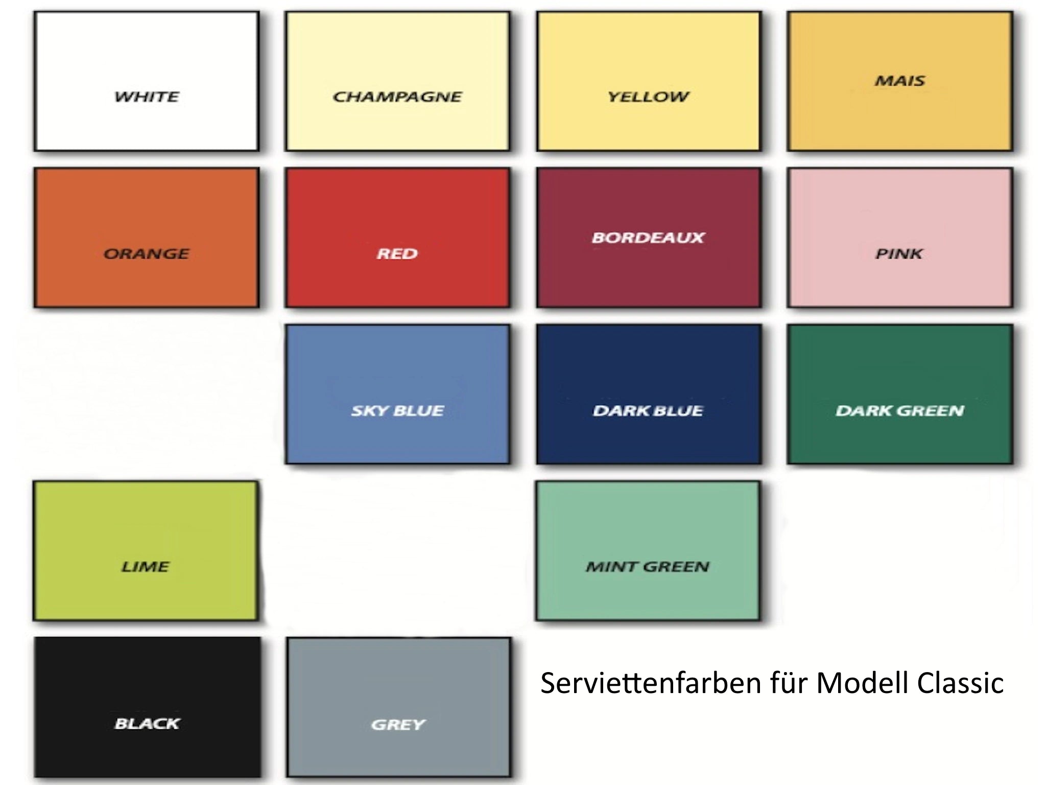 Serviettenfarben für Modell Classic